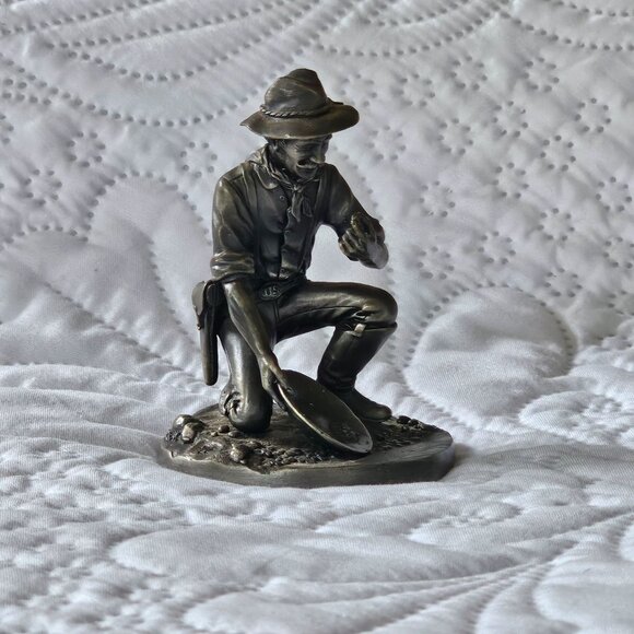 The Franklin Mint The Prospector Metal Sculpture, Pewter, 1974 With Box & COA - Picture 13 of 14